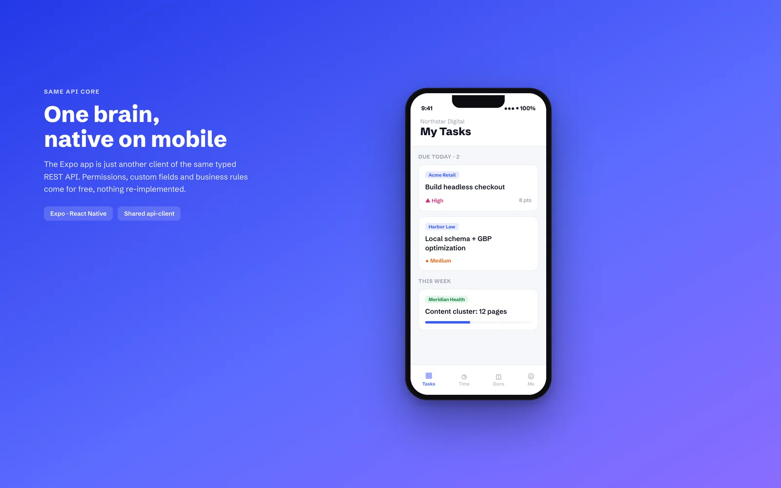 The mobile app running off the same typed API
